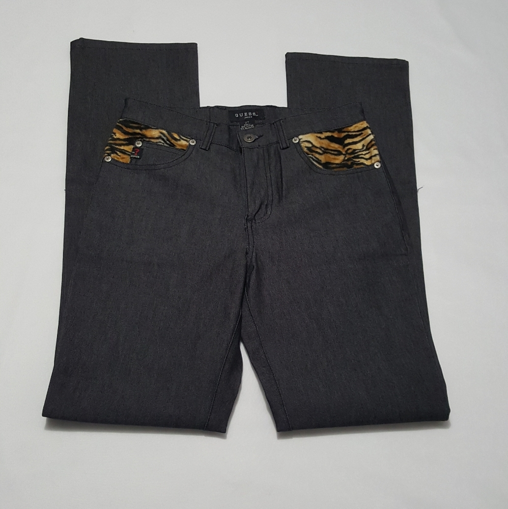 Guess jeans with faux tiger fur